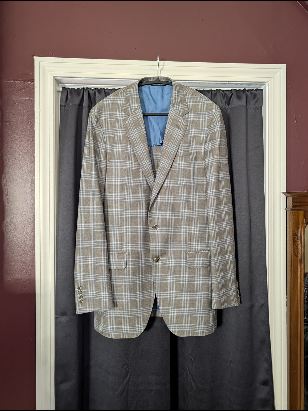 COPPLEY Tessilstrona Silk & Wool Gray/Blue Exploded Plaid Sport Coat 42L